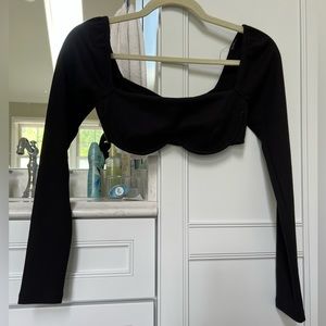 Princess Polly Black Long Sleeve Bra Top